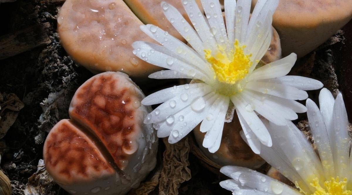 Living Stone With White Flower